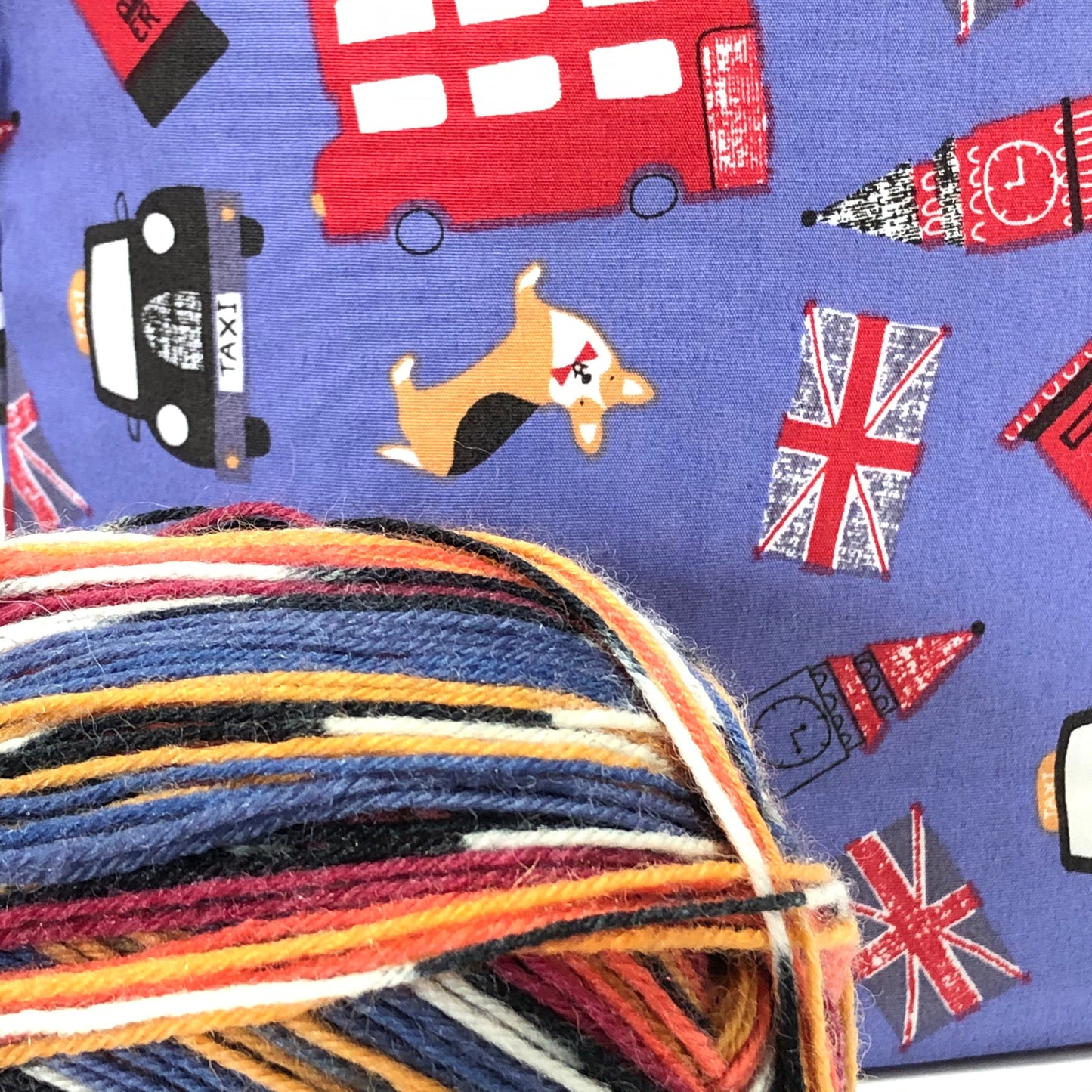 Knitting project bags in cotton Corgi london print - Assorted Sizes