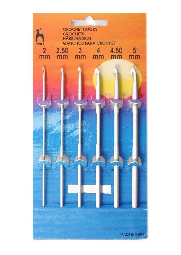 Pony Brand Crochet Hooks Set - 2mm to 5mm Assorted Sizes