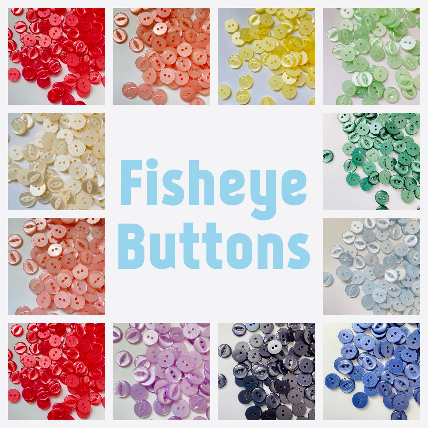 Fisheye buttons 12mm,  -  Assorted