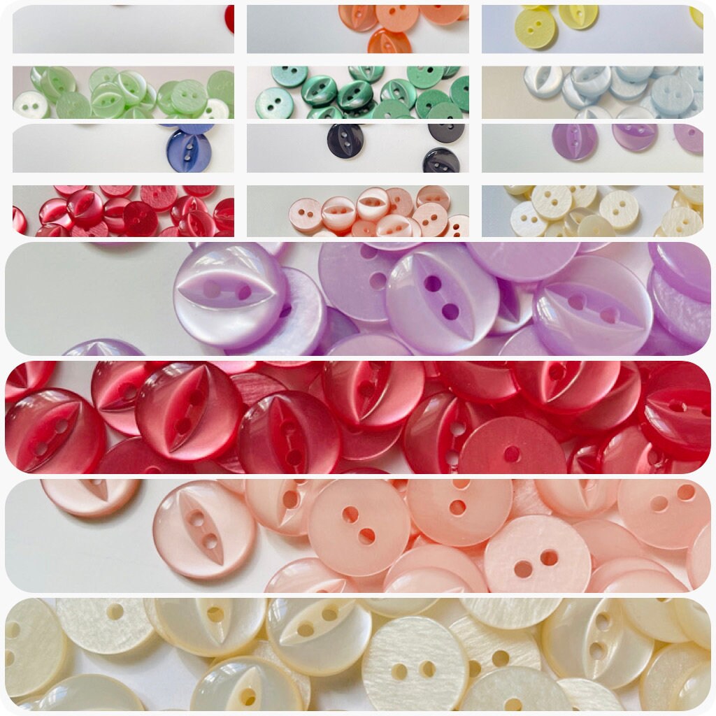 Fisheye buttons 12mm, - Assorted
