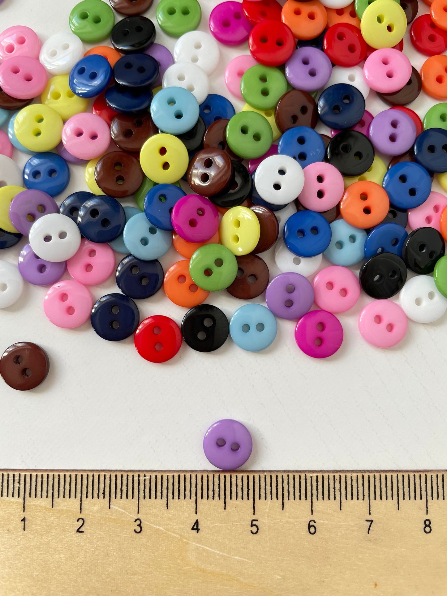 Rainbow Buttons 9mm Assorted  - Multi-Color Craft Buttons