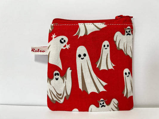 Retro Red and White Mini Knitting Case with Ghost Print for On-The-Go Projects