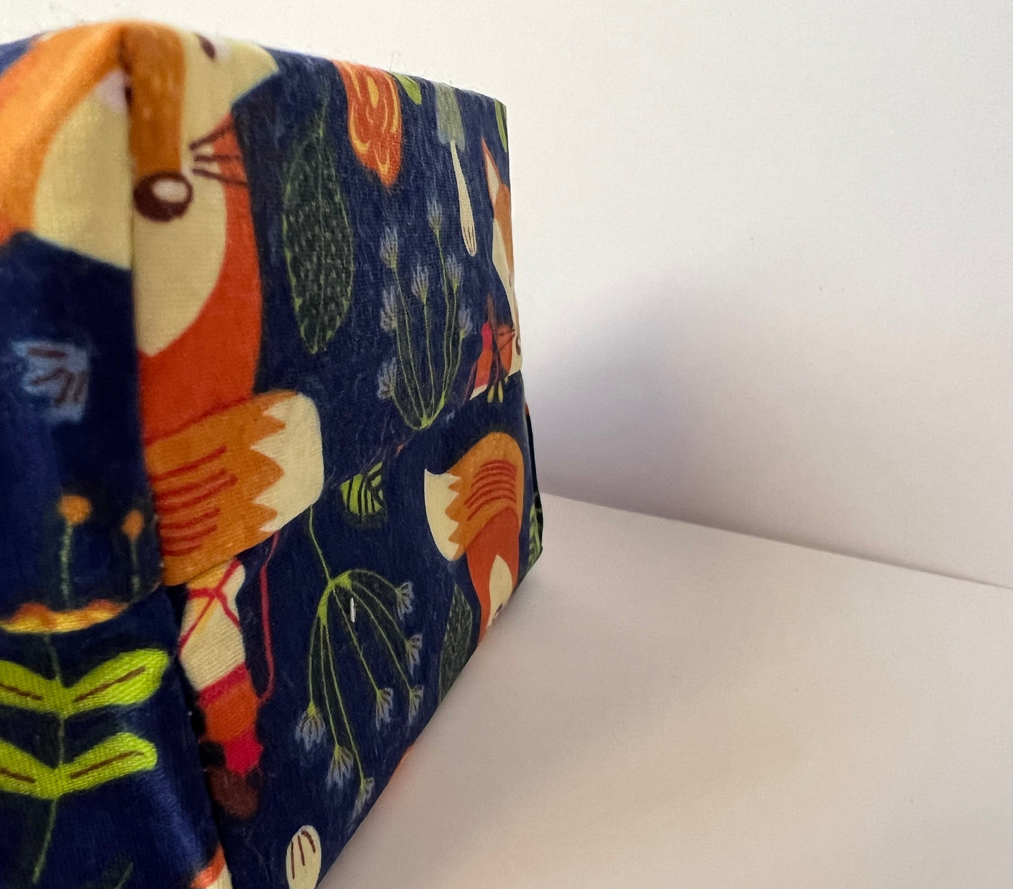 Handmade Navy Woodland Fox Notions Bag - Cute & Roomy