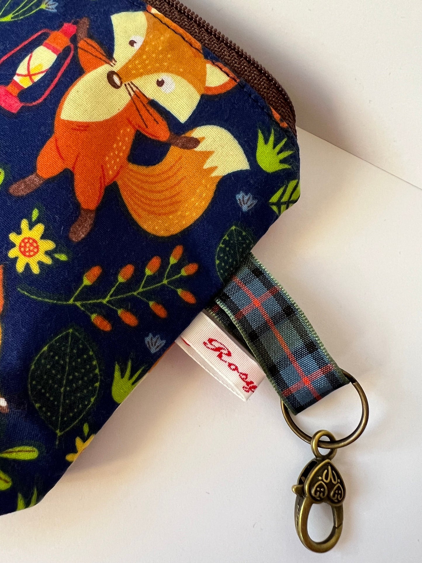 Handmade Navy Woodland Fox Notions Bag - Cute & Roomy