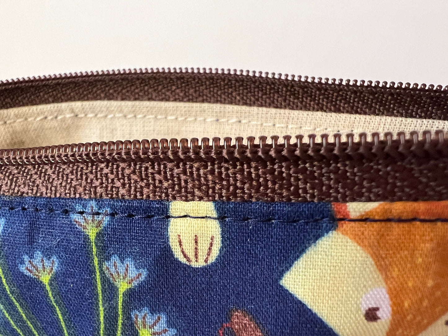 Handmade Navy Woodland Fox Notions Bag - Cute & Roomy