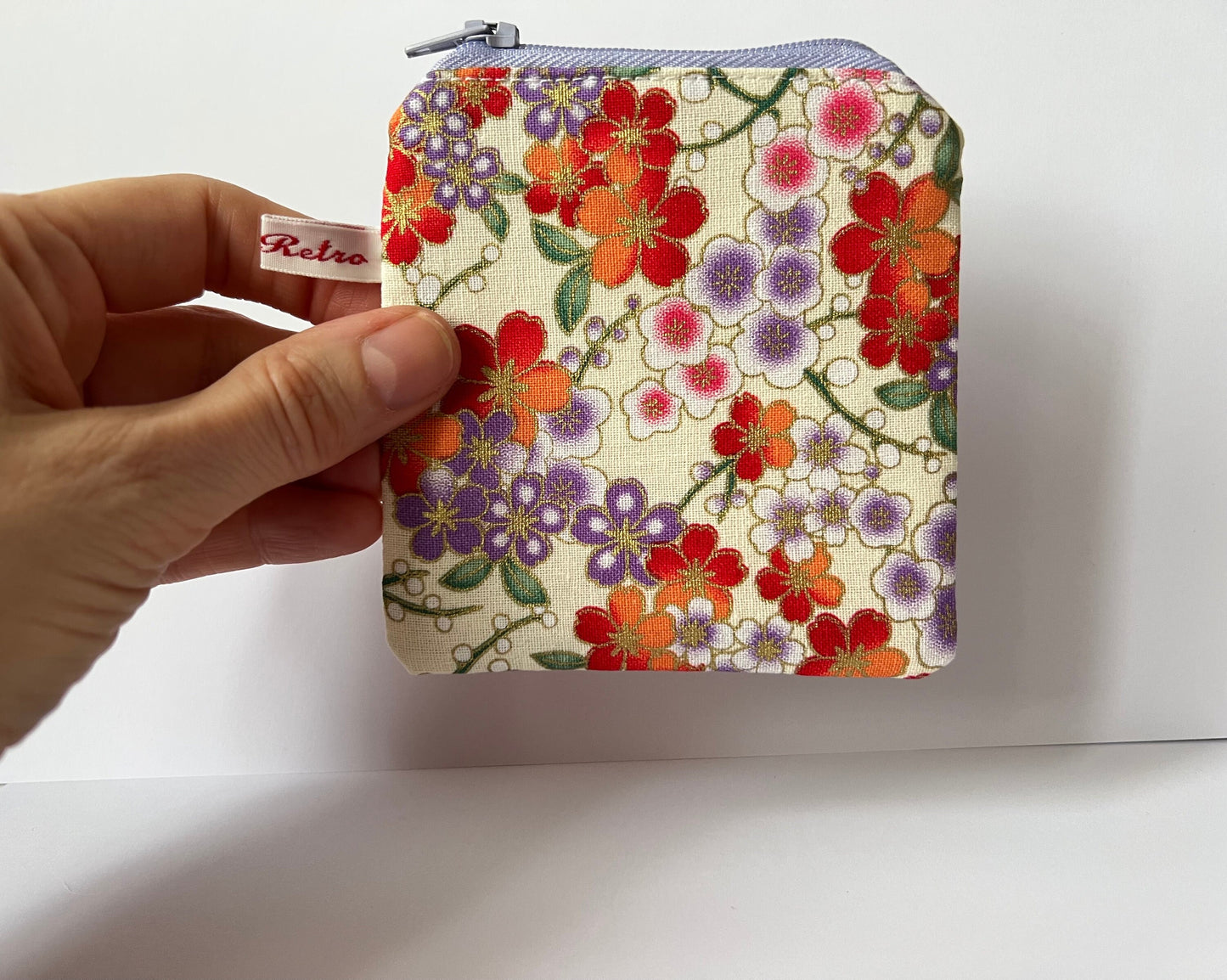 Cream Cherry Blossom Stitch Marker Case - Limited Edition Handmade Pouch