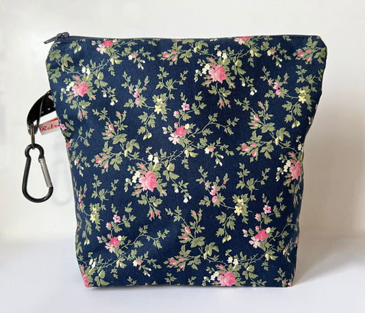 Navy Floral Knitting Project Bags - Small or Medium Size - Lady Chatterley