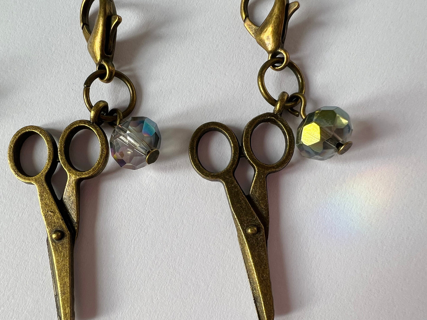 Rainbow Crystal Scissor Charms for Knitting & Crochet