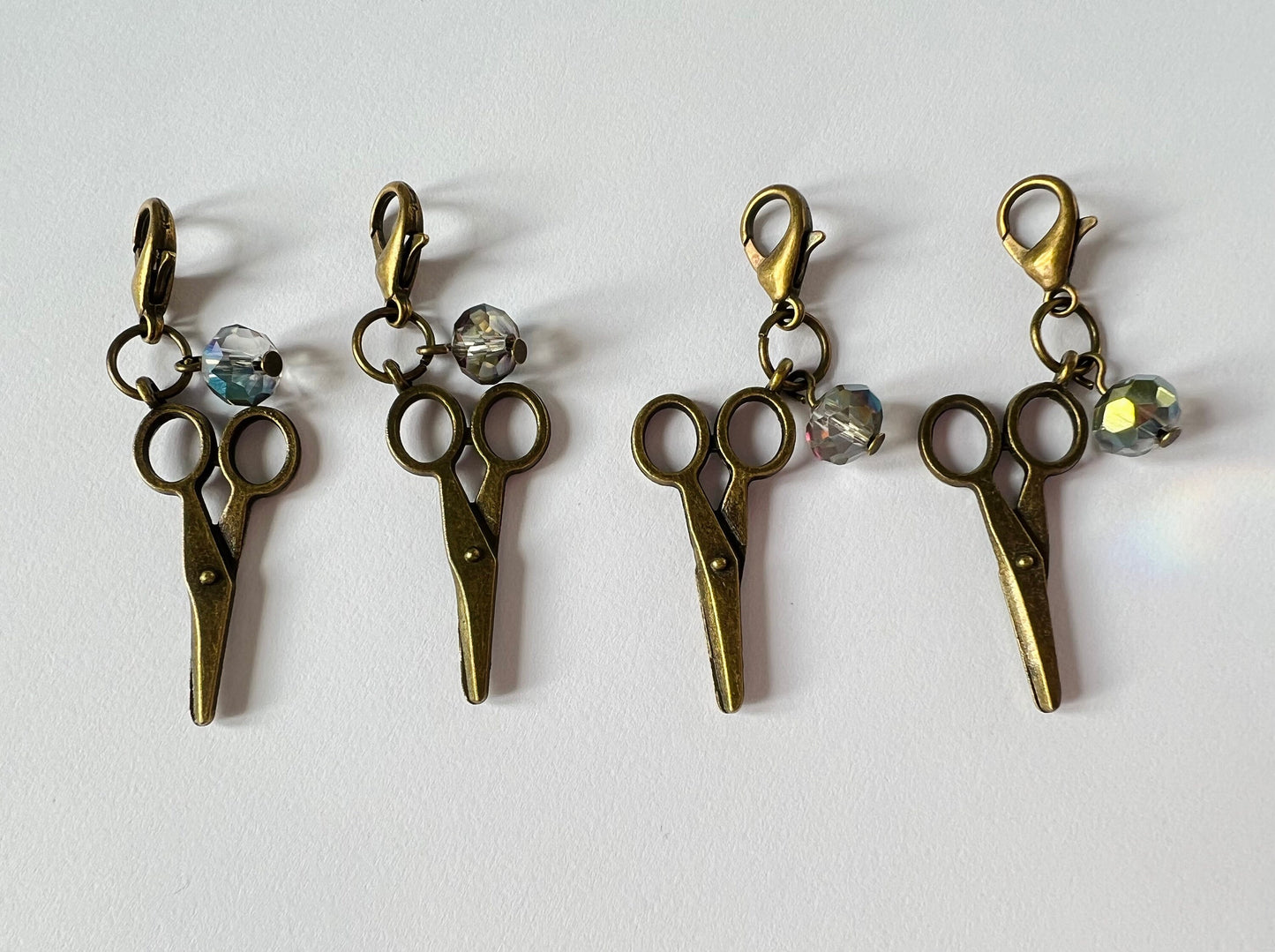 Rainbow Crystal Scissor Charms for Knitting & Crochet