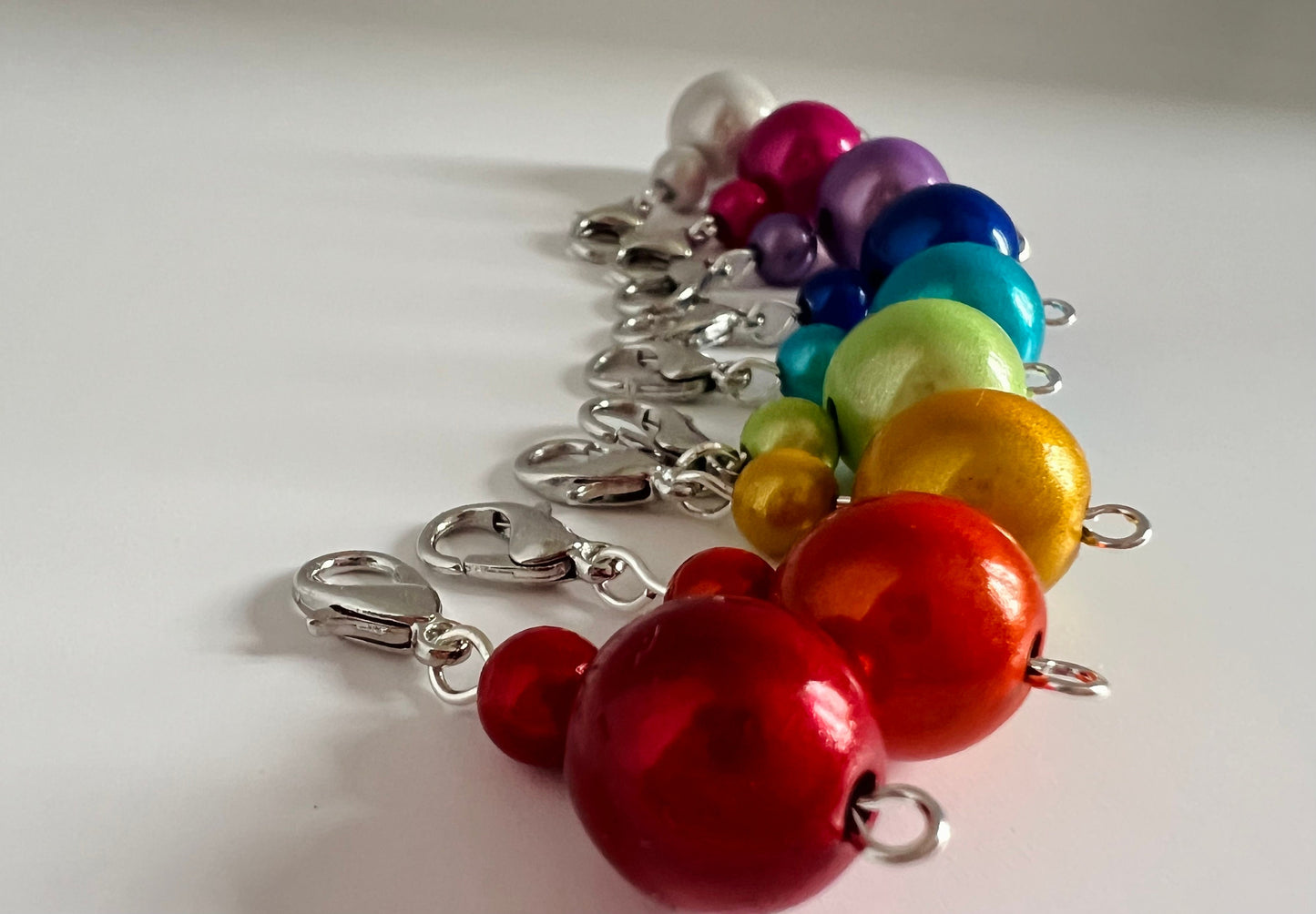 Rainbow Glowing Bead Charms - Knitting & Crochet Progress Keepers