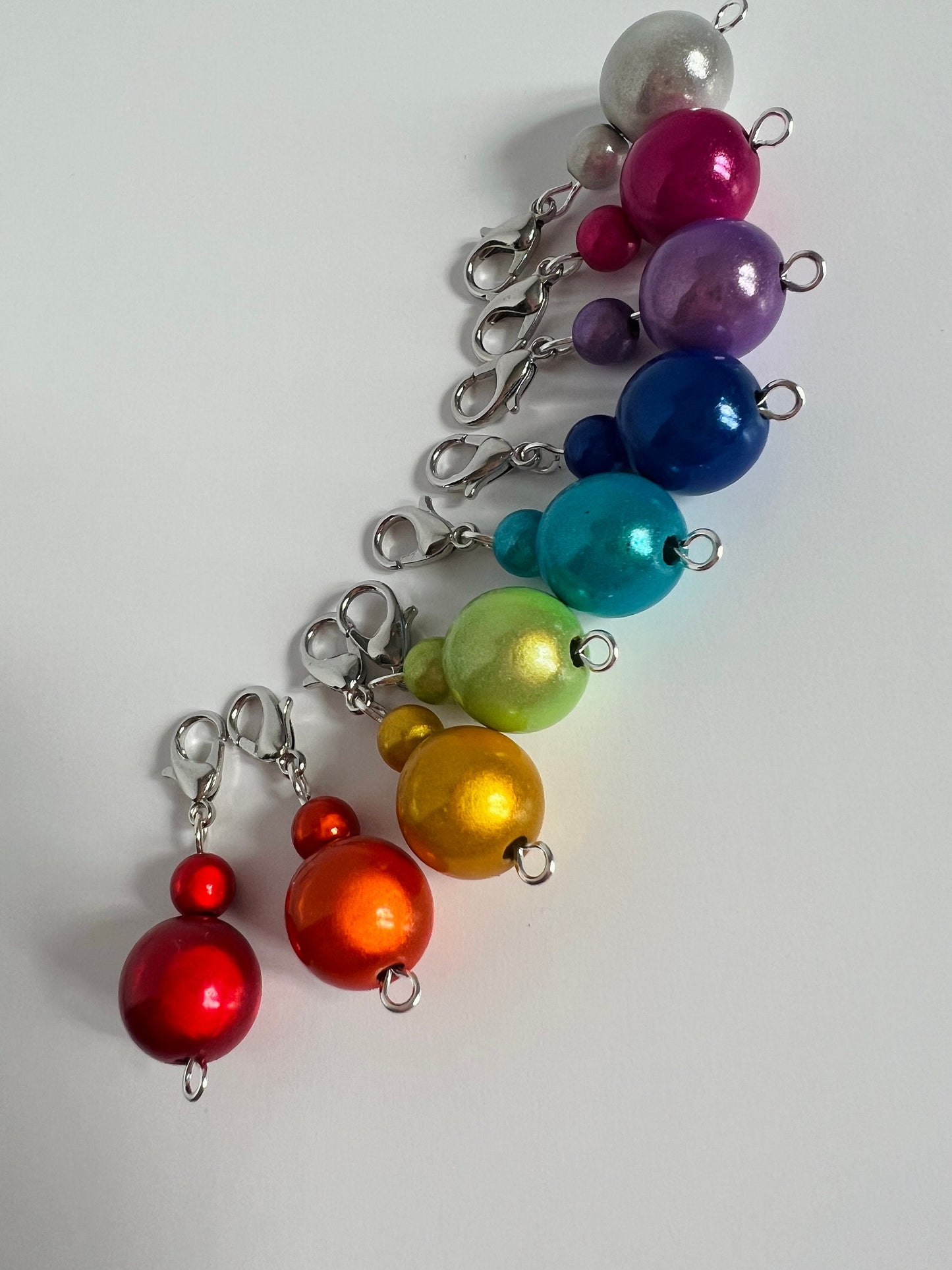 Rainbow Glowing Bead Charms - Knitting & Crochet Progress Keepers