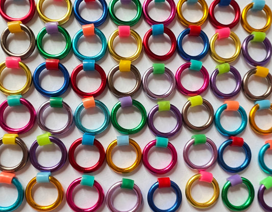 Rainbow Ring Stitch Markers for Knitting  - Snag Free in 4 Sizes - Fairground