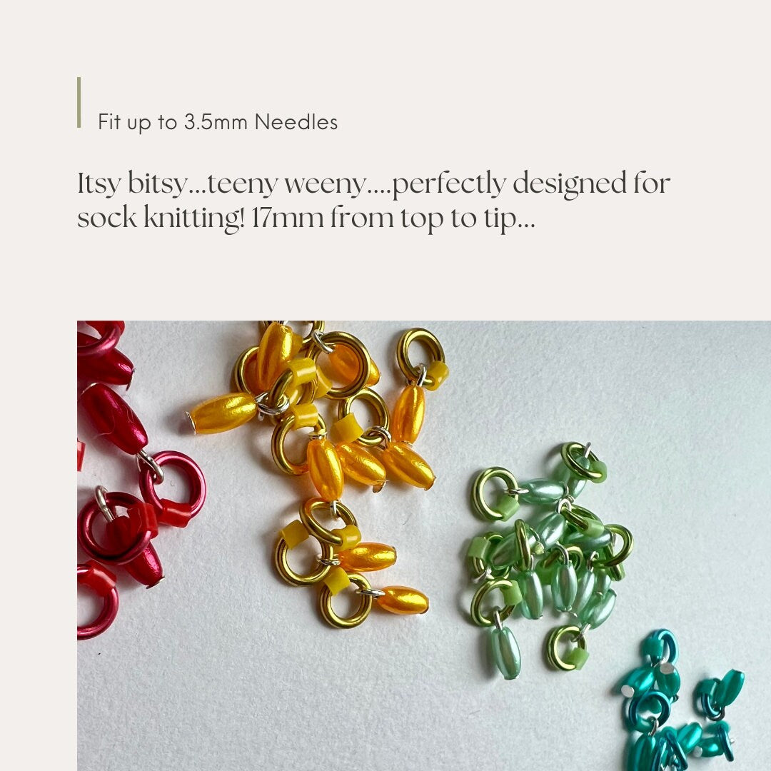 Rainbow Mini Stitch Markers for Sock & Lace Knitting - Snag Free - Sock Pips