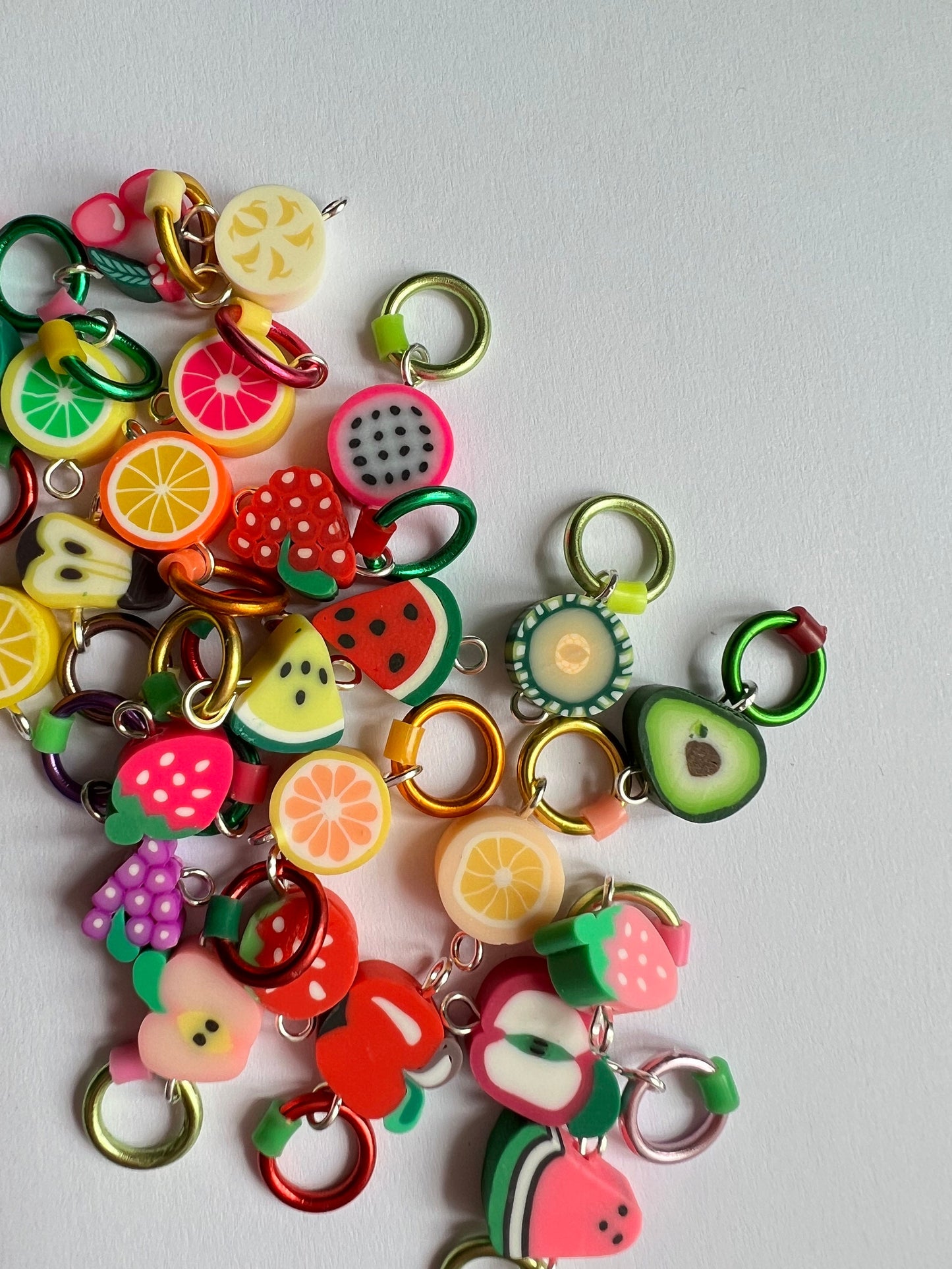 Fruit-Themed Knitting Stitch Markers - Fruit Charms - Fruit Salad Mix