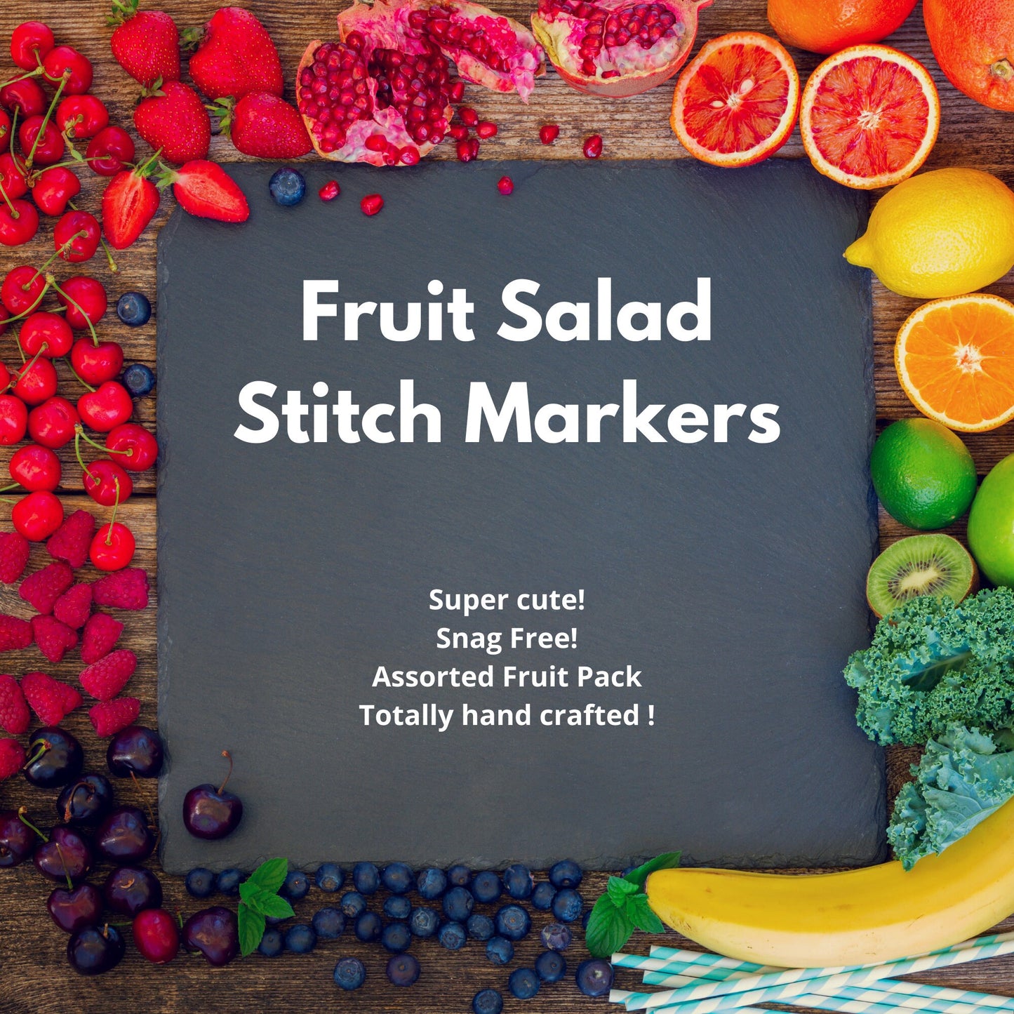 Fruit-Themed Knitting Stitch Markers - Fruit Charms - Fruit Salad Mix