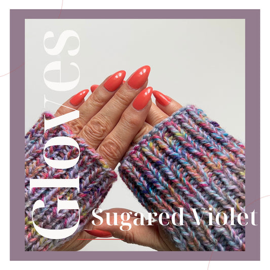 Hand knitted Gloves in Purple Tweed - Sugared Violet