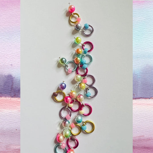 Knitting Stitch Markers in Rainbow Pastels, Snag Free - Unicorn Tears