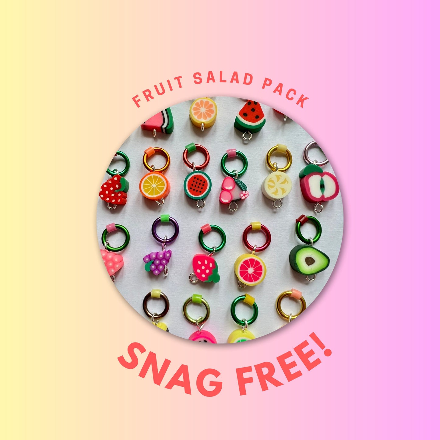 Fruit Knitting Stitch Markers - Fruit Charms - Fruit Salad Mix