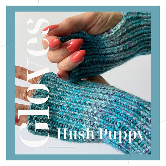 Handknit Fingerless Gloves, Ribbed - Knitting by RosyRetro® - Hush Puppy