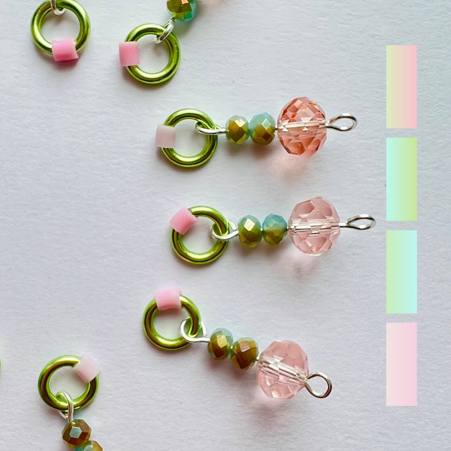 Blossom Pink Crystal Knitting Notions with Aqua and Gold Accents