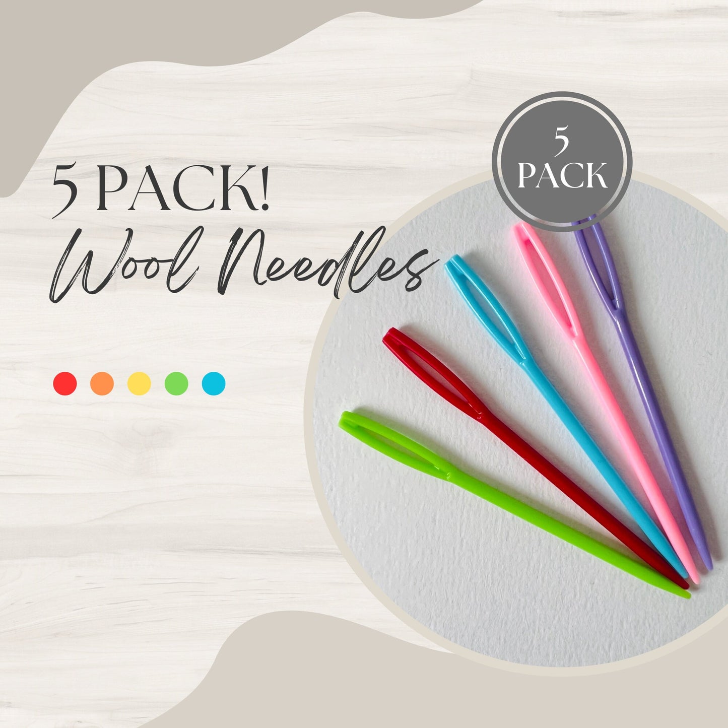 5 Pack wool sewing needles