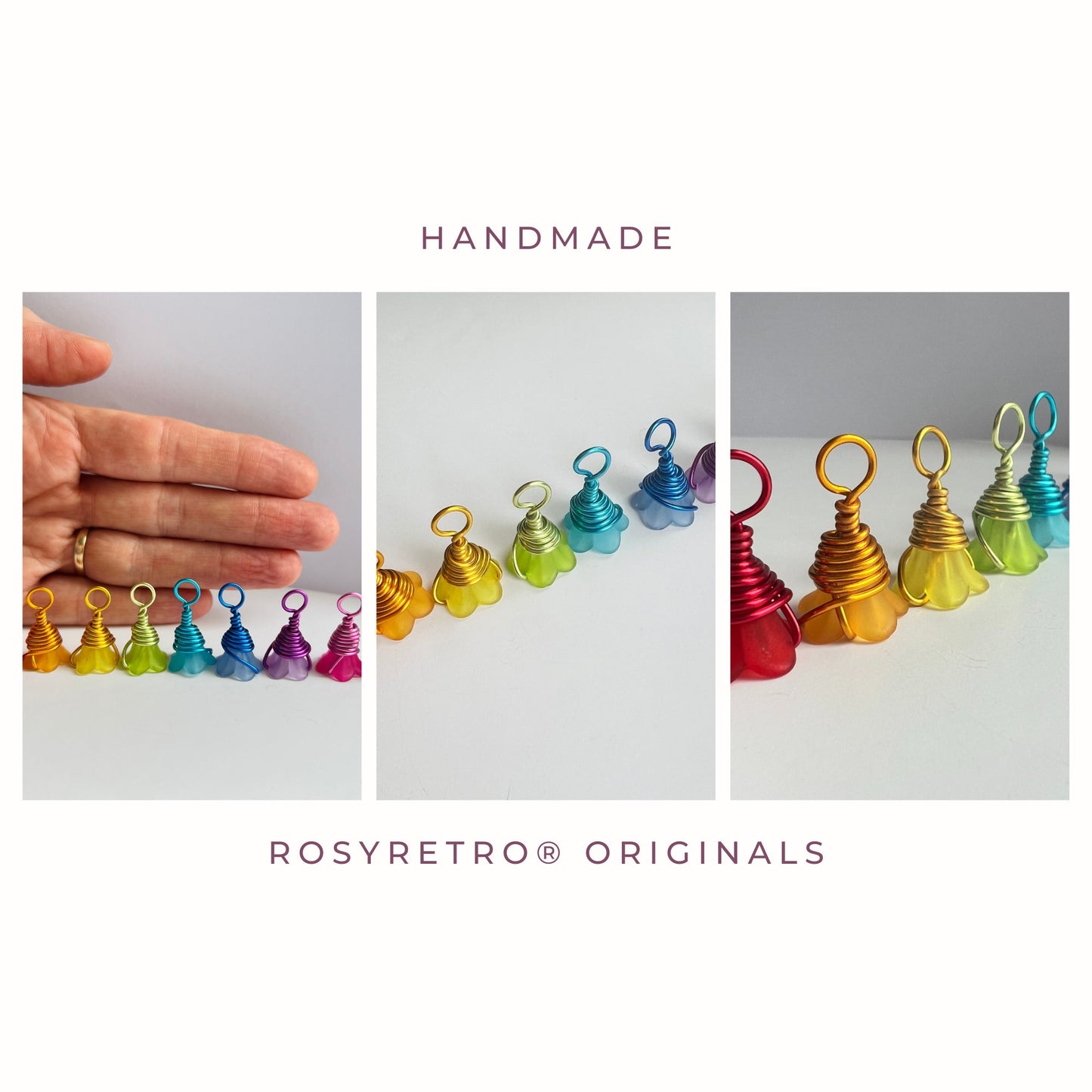 Rainbow Flower Stitch Markers , Rainbow Flowers- 3 Sizes
