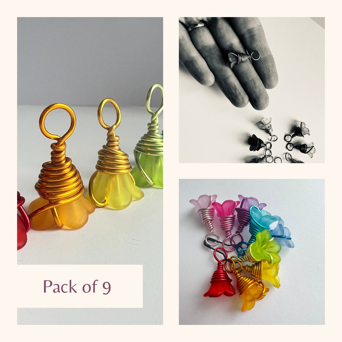 Rainbow Flower Stitch Markers , Rainbow Flowers- 3 Sizes