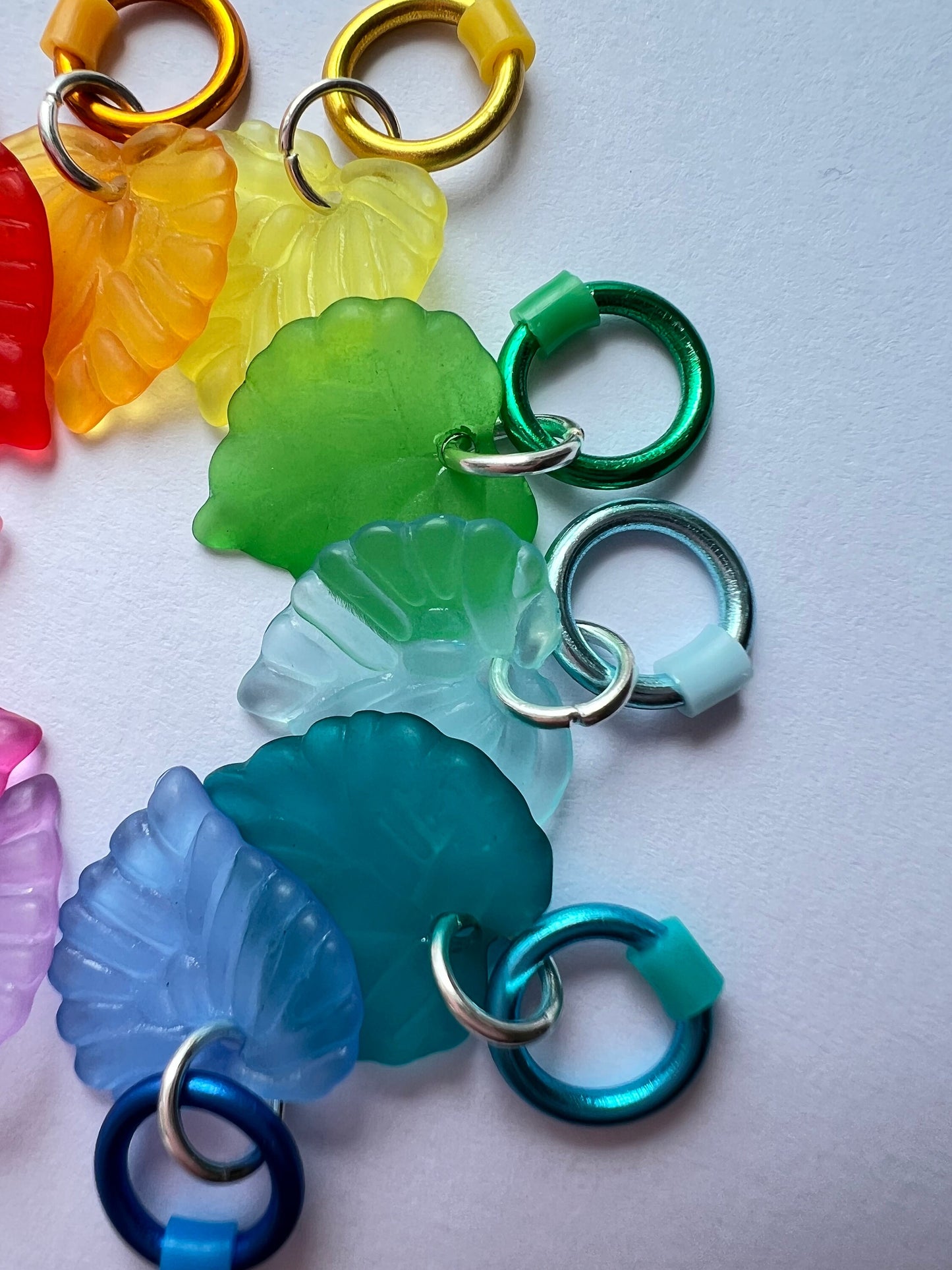 Leaf Stitch Markers , Rainbow Leaves - 3 Sizes
