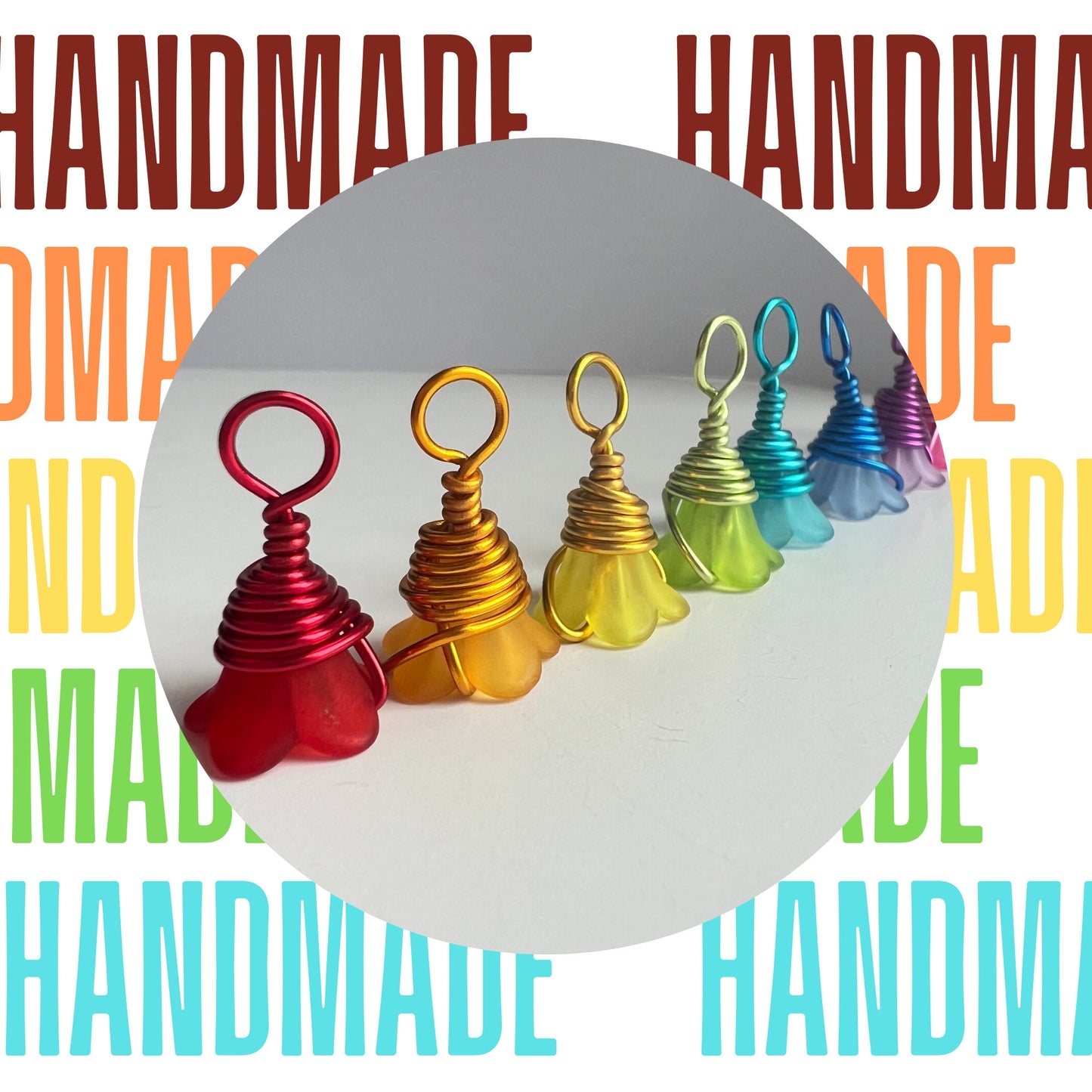 Rainbow Flower Stitch Markers , Rainbow Flowers- 3 Sizes