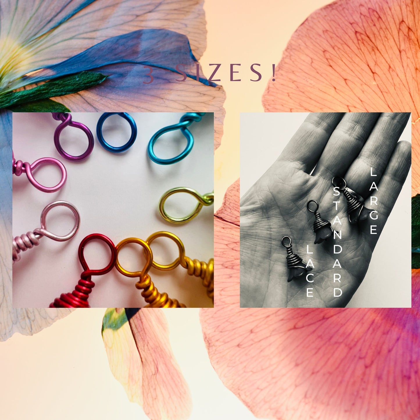 Rainbow Flower Stitch Markers , Rainbow Flowers- 3 Sizes
