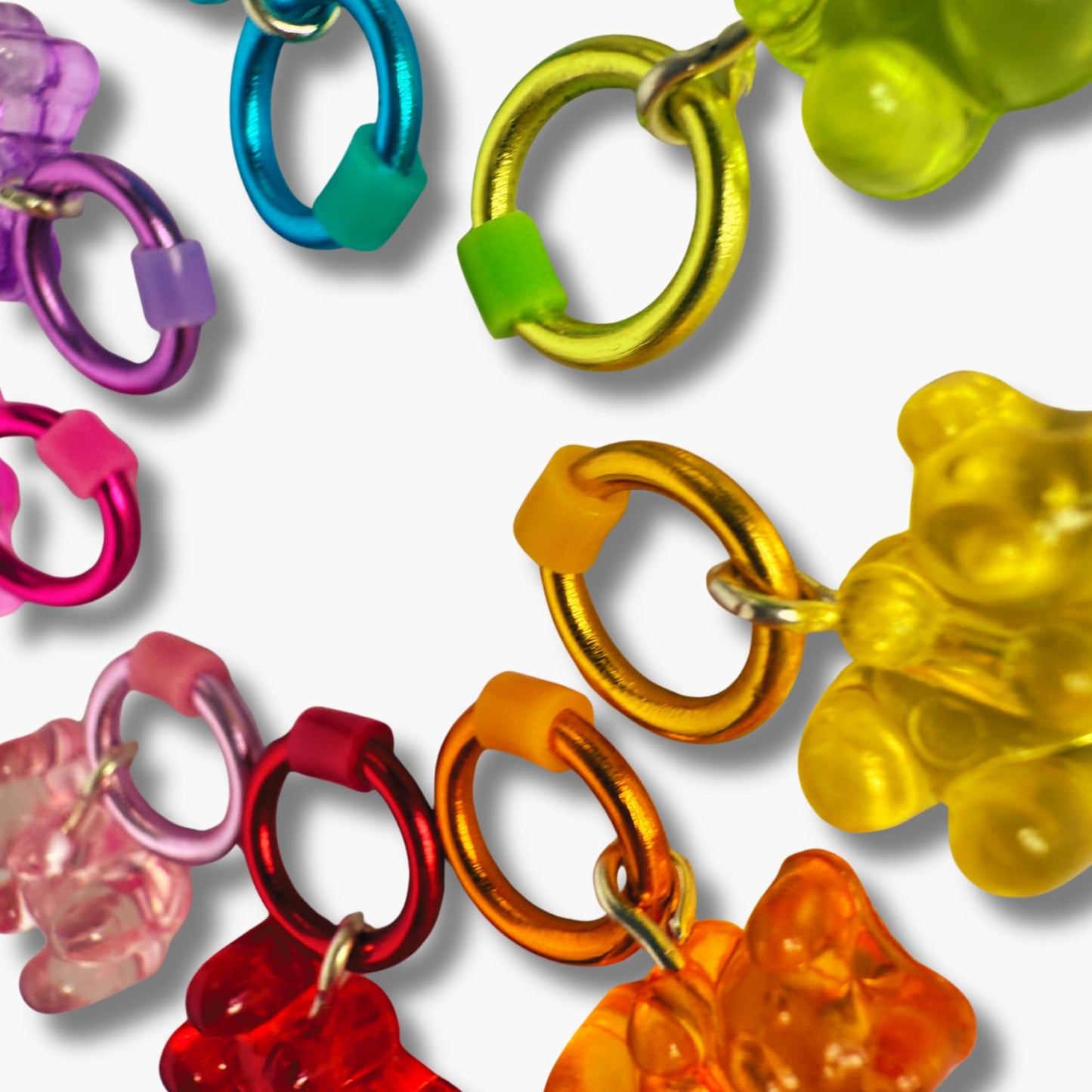 Rainbow Gummy Bear Stitch Markers - Cute Knitting Accessories in Vibrant Colors