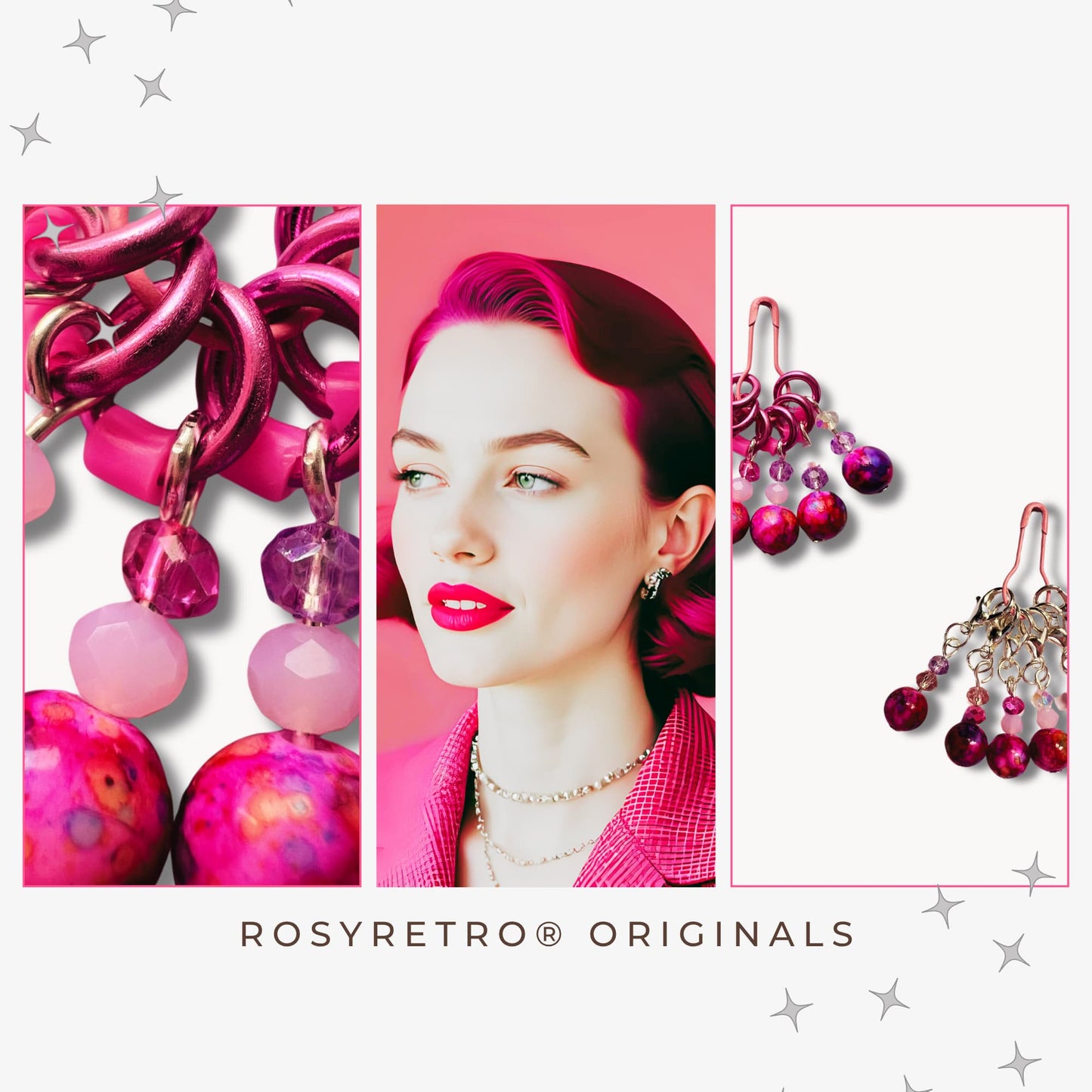 Pink Knitting Stitch Markers with Snag-Free Hoops - Pink wink