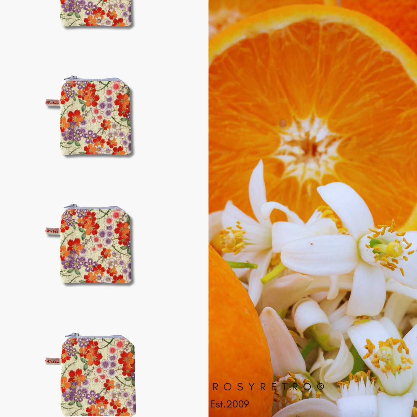 Travel Knitting Purse with Zip - Orange Blossom