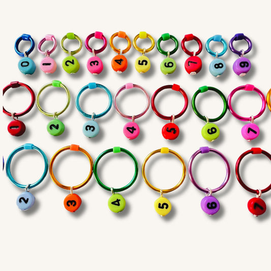 Number Stitch Markers in Rainbow Colours