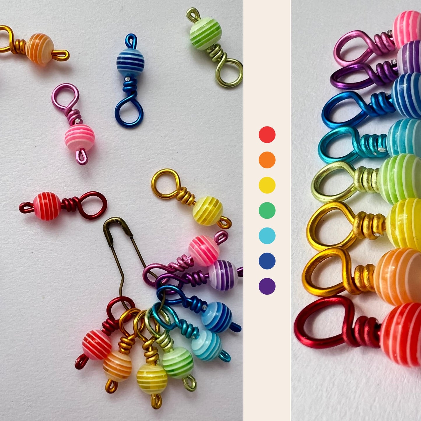 Sock Knitting Stitch Markers - Stripe Pops