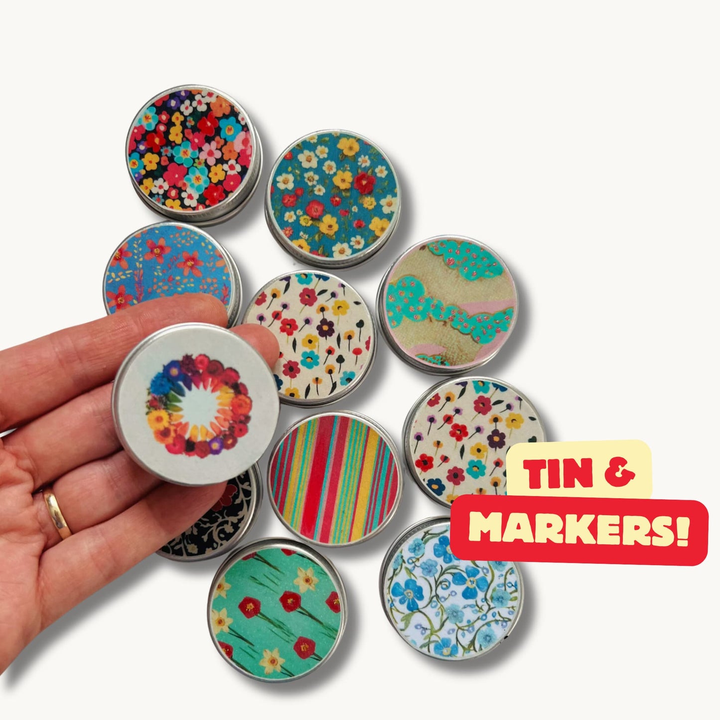 Knitting Stitch Marker Tin Set 40 Markers and tin - Spring Collection