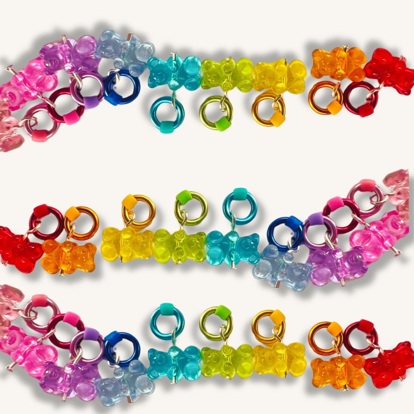 Rainbow Gummy Bear Stitch Markers - Cute Knitting Accessories in Vibrant Colors