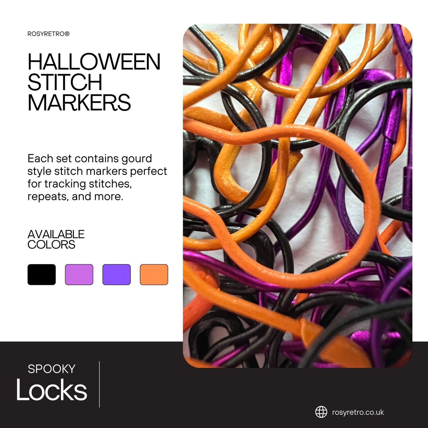 Halloween Colors Stitch Markers for Knitting and Crochet