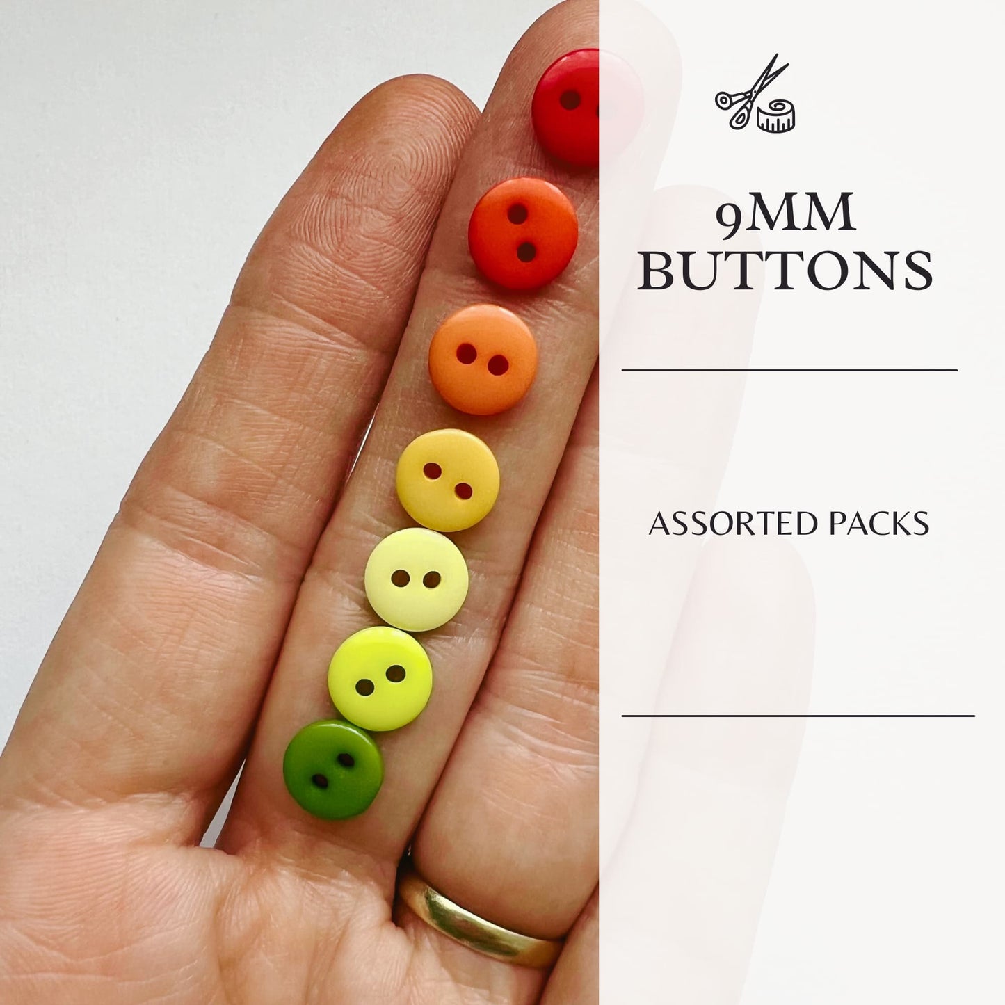 Rainbow Buttons 9mm Assorted  - Multi-Color Craft Buttons