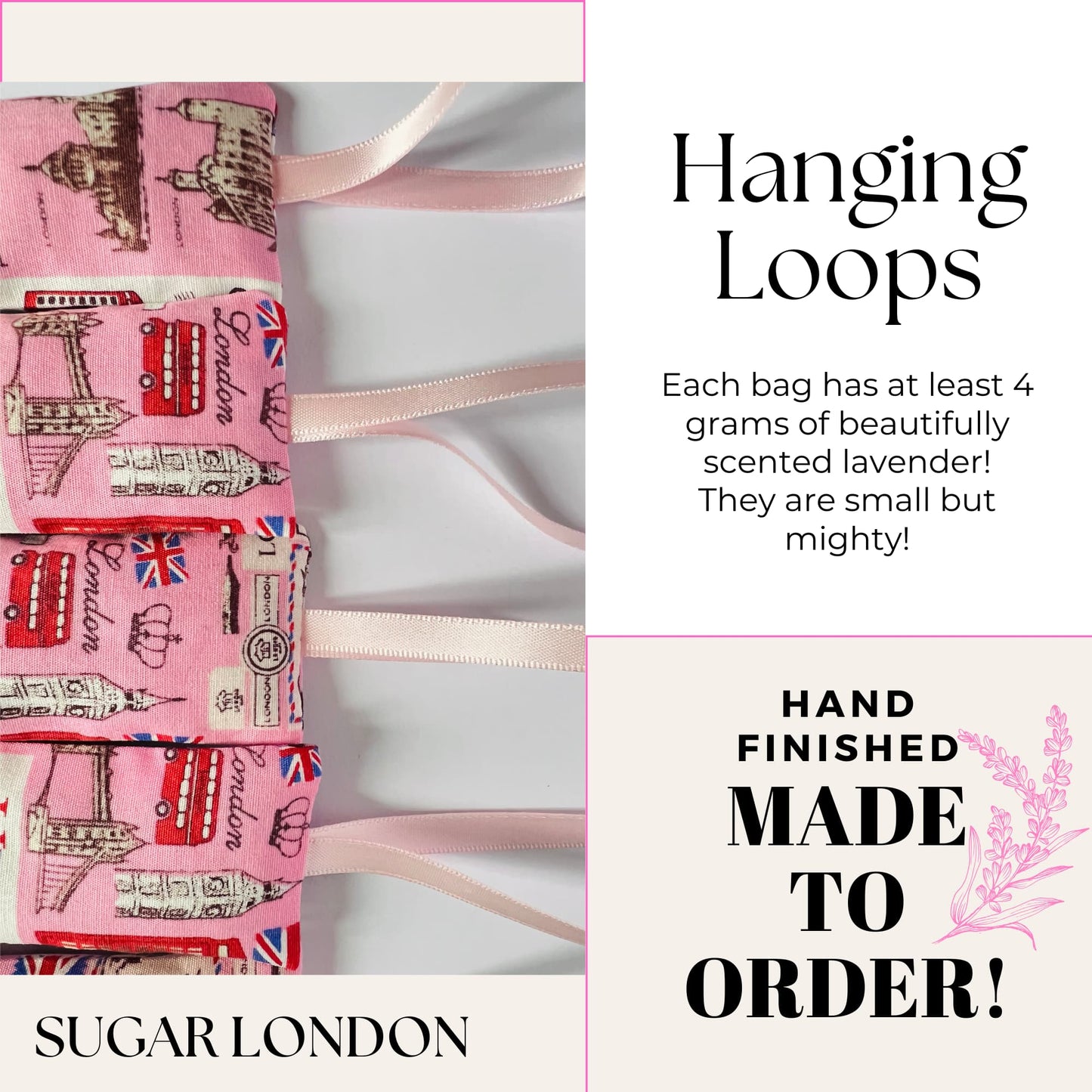 Aromatic Lavender Sachets in Pink London print - Sugar London