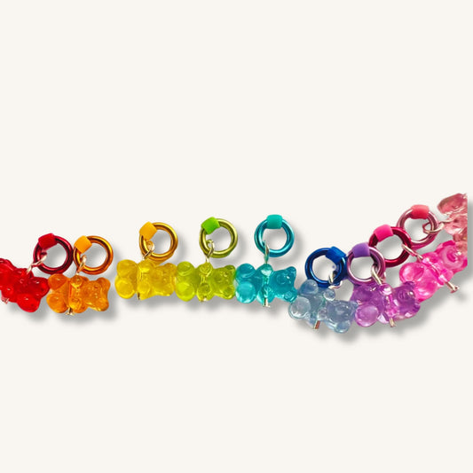 Rainbow Gummy Bear Stitch Markers - Cute Knitting Accessories in Vibrant Colors