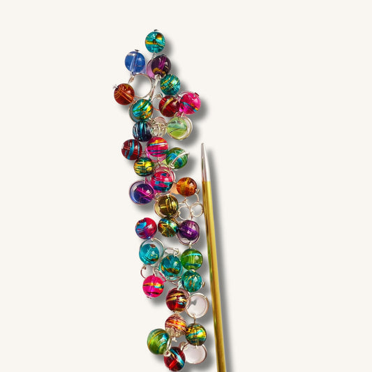 Rainbow Knitting Stitch Markers, Glass - Bombay Summer