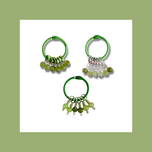 Jade Green Stitch Markers - Apple