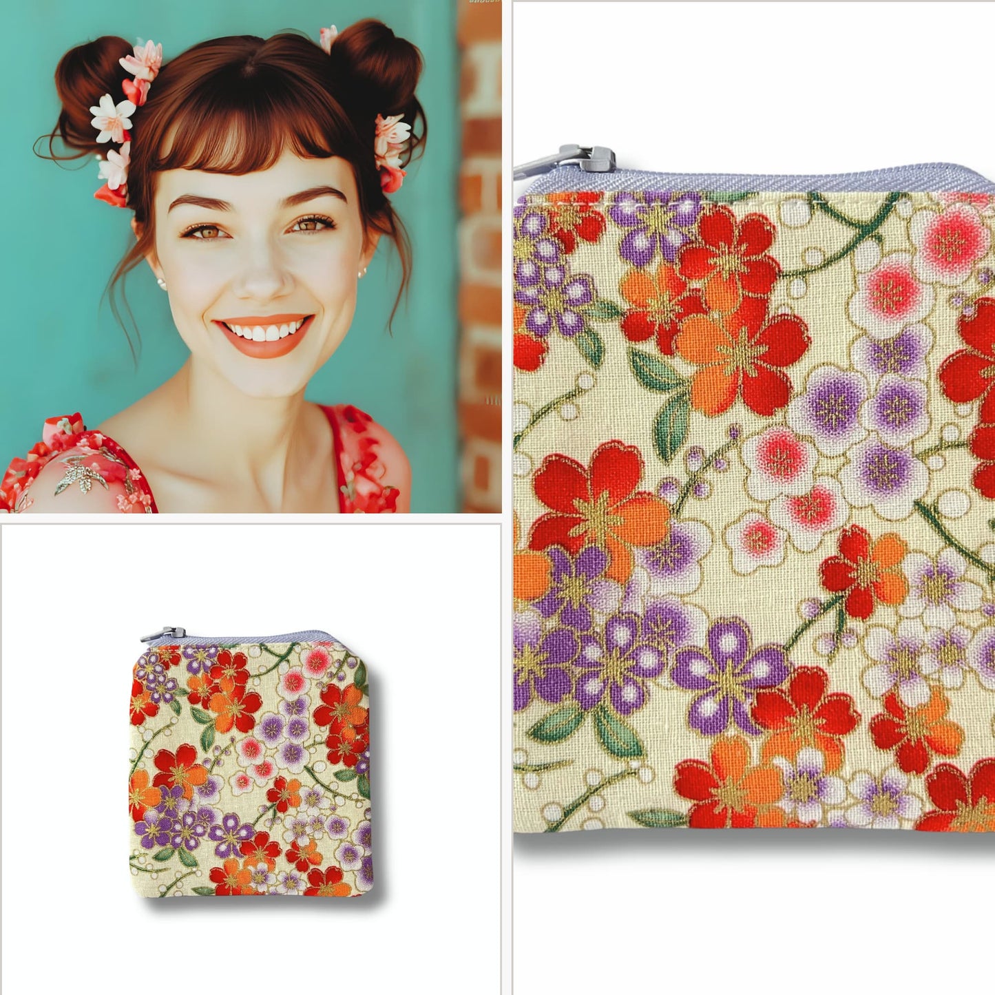 Travel Knitting Purse with Zip - Orange Blossom