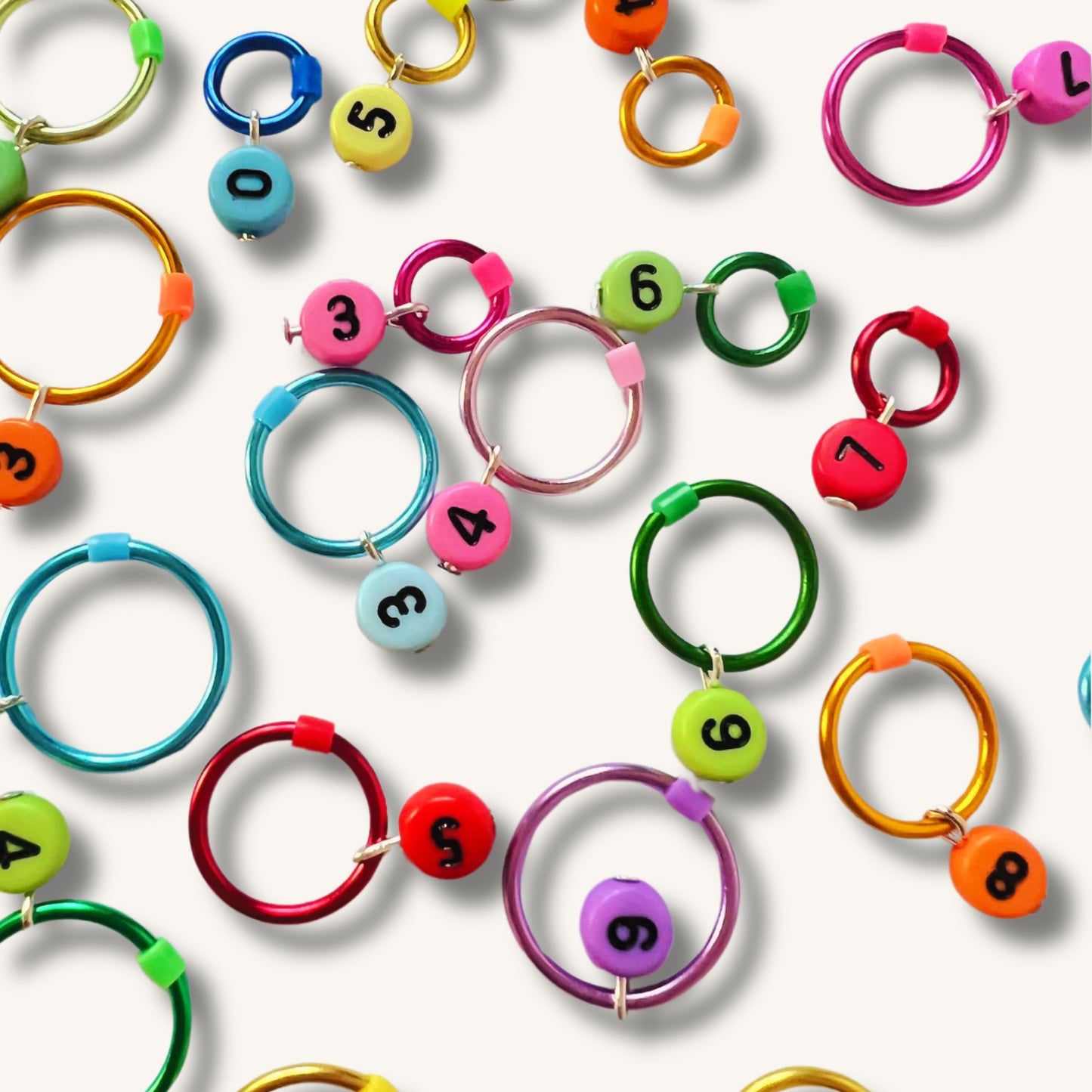 Number Stitch Markers in Rainbow Colours