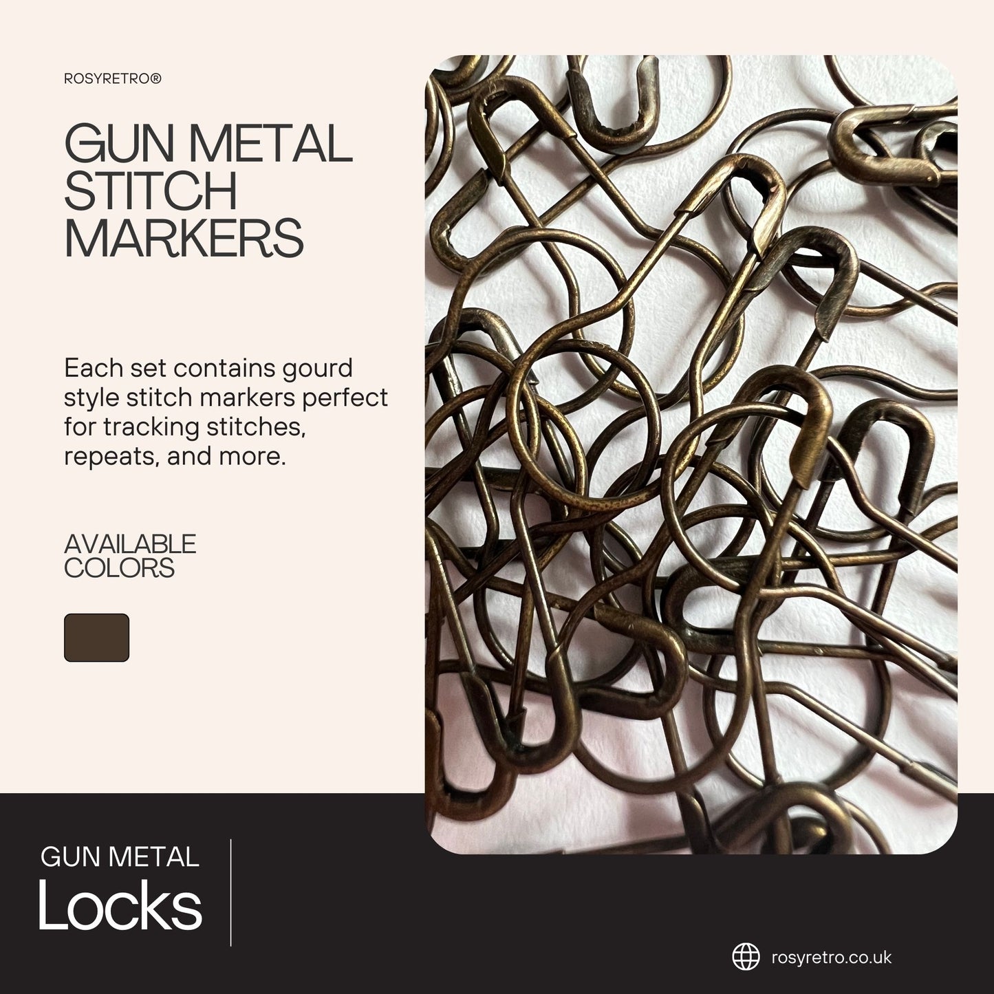 Gourd Knitting & Crochet Markers - Bronze Stitch Markers - Gunmetal