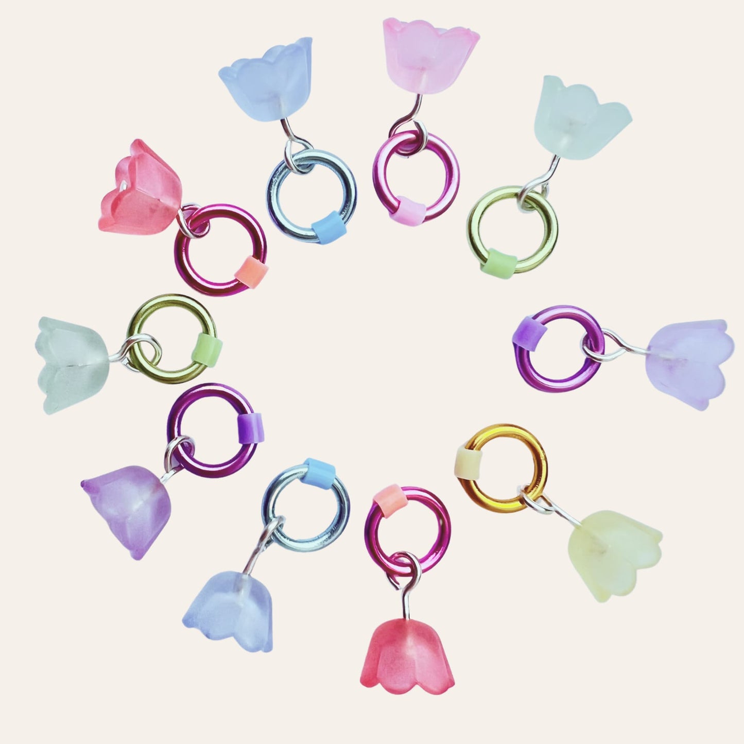 Pastel Flower Stitch Markers for Knitting in 4 Sizes