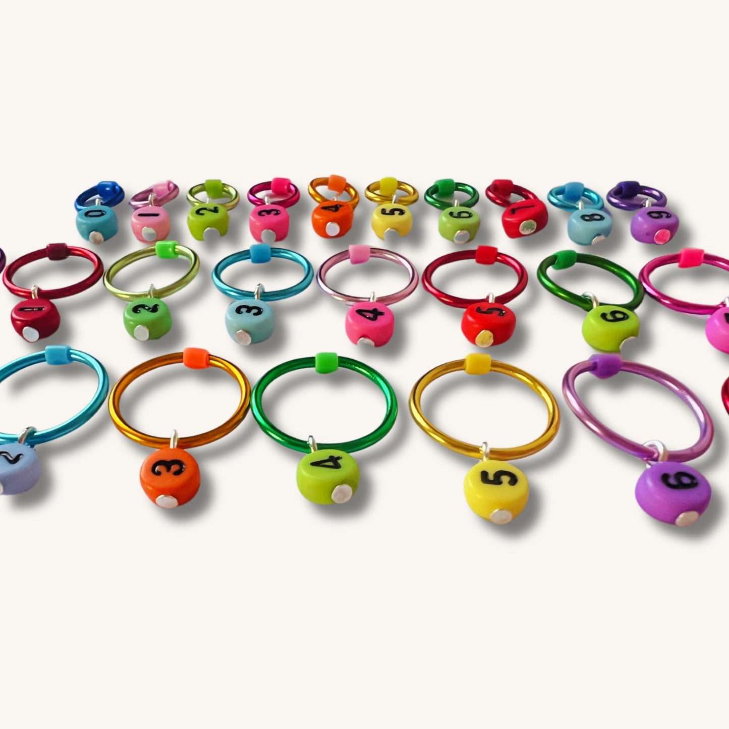 Number Stitch Markers in Rainbow Colours