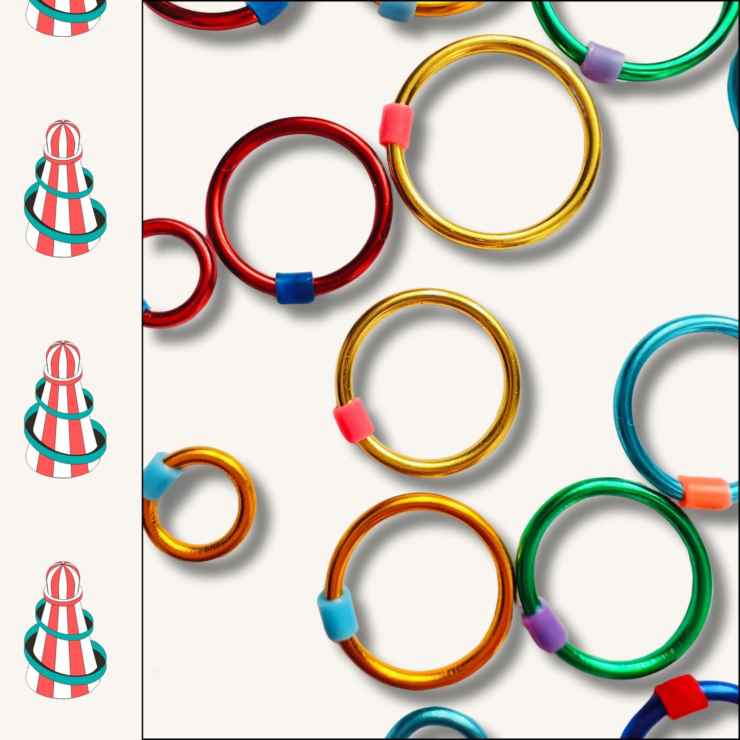 Rainbow Ring Stitch Markers for Knitting  - Snag Free in 4 Sizes - Fairground