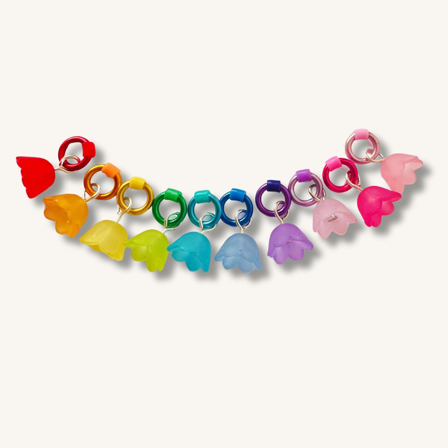 Rainbow Flower Knitting Stitch Markers - Colorful Resin Charms - Jelly Flowers